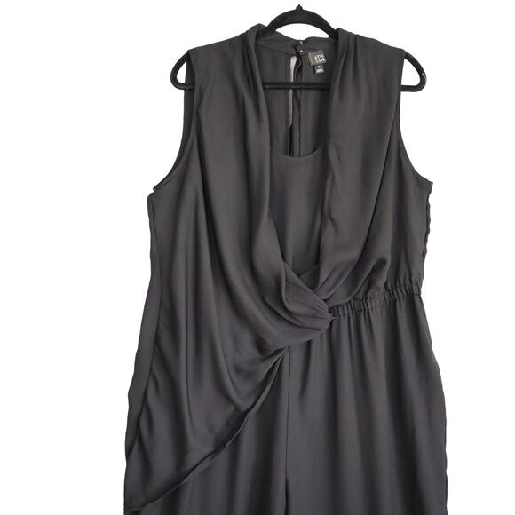 Lane Bryant Womens Drapey Layered Jumpsuit Plus Size 16 Black Layered Lagenlook - Picture 2 of 13